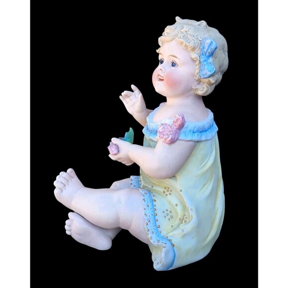 ANTIQUE GERMAN VICTORIAN CONTA BOEHME PIANO BABY GIRL DOLL BISQUE 9.25" FIGURINE - Picture 4 of 6